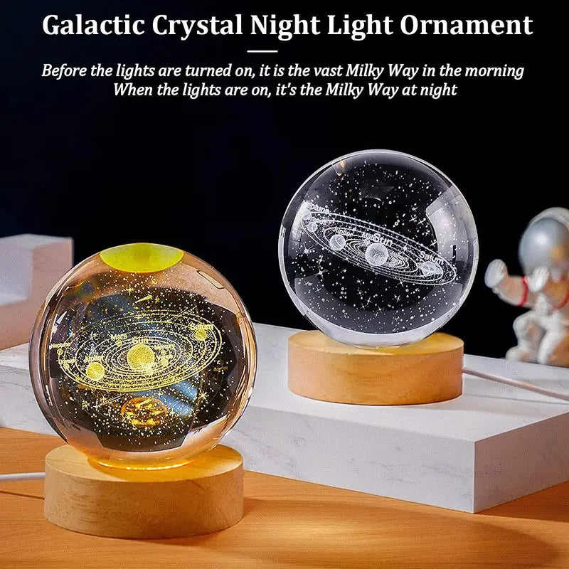 USB LED Night Light Galaxy Crystal Ball Table Lamp