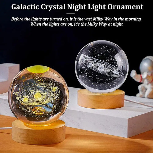 USB LED Night Light Galaxy Crystal Ball Table Lamp