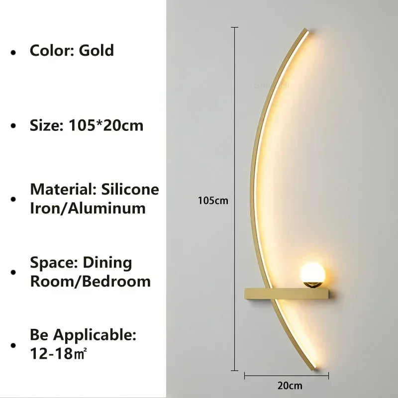 Nordic LED Wall Lamp Stripes Wall Sconce for Bedroom Bedside Living Room Study Stairs Home Decor Indoor Lighting Fixture Luster