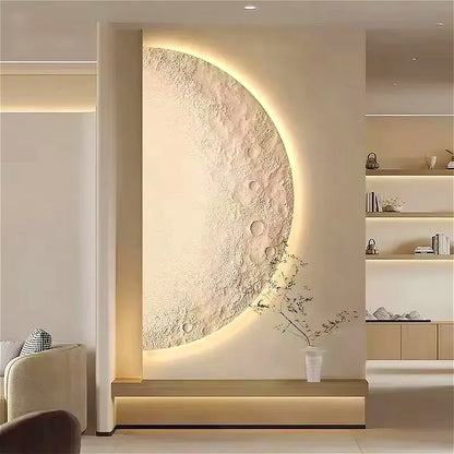 Nordic Wabi Sabi Moon Wall Lamp Minimalist LED Fixture for Hallway Porch Art Background Lighting