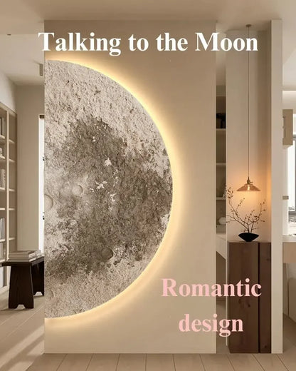 Nordic Wabi Sabi Moon Wall Lamp Minimalist LED Fixture for Hallway Porch Art Background Lighting