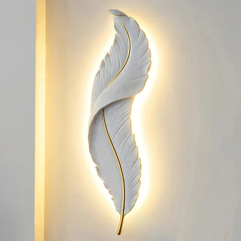 Modern home Feather LED Wall Lamp Living Room fireplace interior light Decoration decor art design luz Bedroom Bedside Lighting