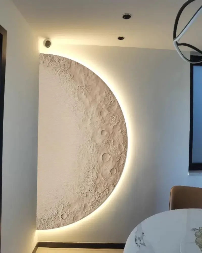 Nordic Wabi Sabi Moon Wall Lamp Minimalist LED Fixture for Hallway Porch Art Background Lighting