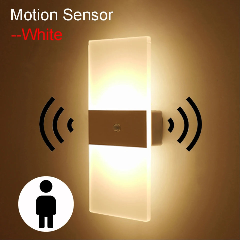 USB Recharge Wall Lamp Touch Motion Sensor Switch Indoor