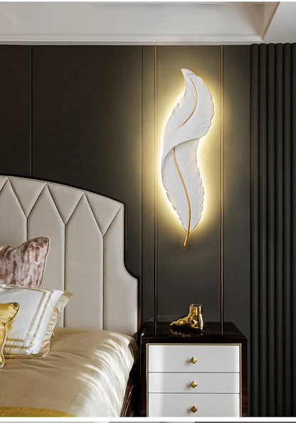 Modern home Feather LED Wall Lamp Living Room fireplace interior light Decoration decor art design luz Bedroom Bedside Lighting