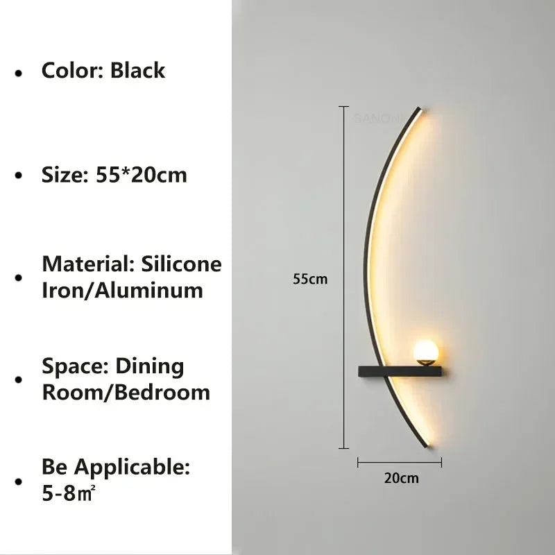 Modern LED Wall Lamp Stripes Wall Sconce for Bedroom Bedside Living Room Study Stairs Home Decor Indoor Lighting Fixture Luster