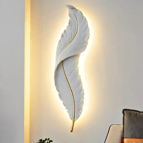 Modern home Feather LED Wall Lamp Living Room fireplace interior light Decoration decor art design luz Bedroom Bedside Lighting