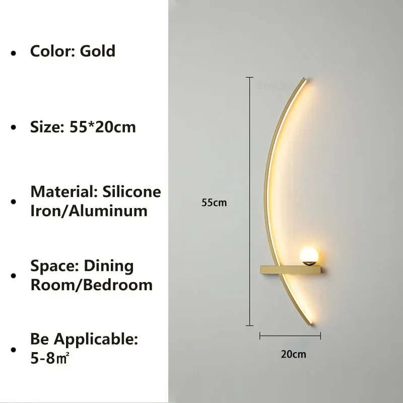 Modern LED Wall Lamp Stripes Wall Sconce for Bedroom Bedside Living Room Study Stairs Home Decor Indoor Lighting Fixture Luster