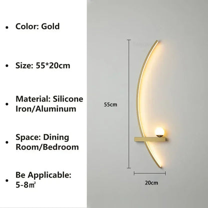 Modern LED Wall Lamp Stripes Wall Sconce for Bedroom Bedside Living Room Study Stairs Home Decor Indoor Lighting Fixture Luster