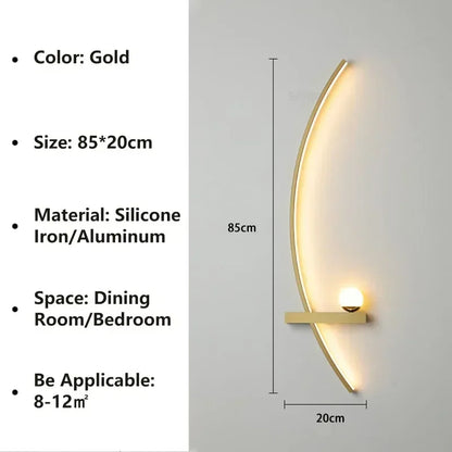 Nordic LED Wall Lamp Stripes Wall Sconce for Bedroom Bedside Living Room Study Stairs Home Decor Indoor Lighting Fixture Luster