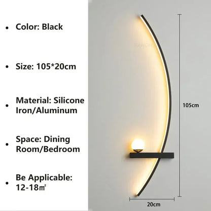 Nordic LED Wall Lamp Stripes Wall Sconce for Bedroom Bedside Living Room Study Stairs Home Decor Indoor Lighting Fixture Luster