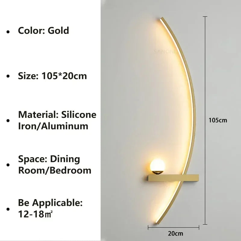 Nordic LED Wall Lamp Stripes Wall Sconce for Bedroom Bedside Living Room Study Stairs Home Decor Indoor Lighting Fixture Luster