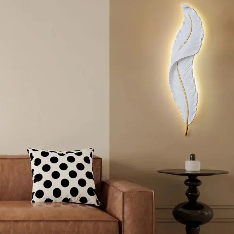 Modern home Feather LED Wall Lamp Living Room fireplace interior light Decoration decor art design luz Bedroom Bedside Lighting