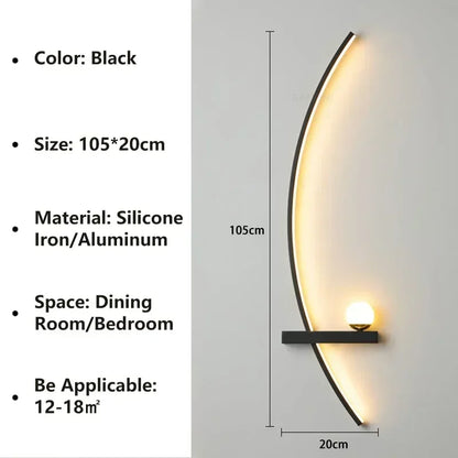 Nordic LED Wall Lamp Stripes Wall Sconce for Bedroom Bedside Living Room Study Stairs Home Decor Indoor Lighting Fixture Luster