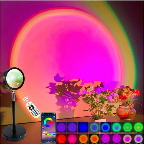 Smart Bluetooth Night Light Rainbow Sunset Projector Lamp