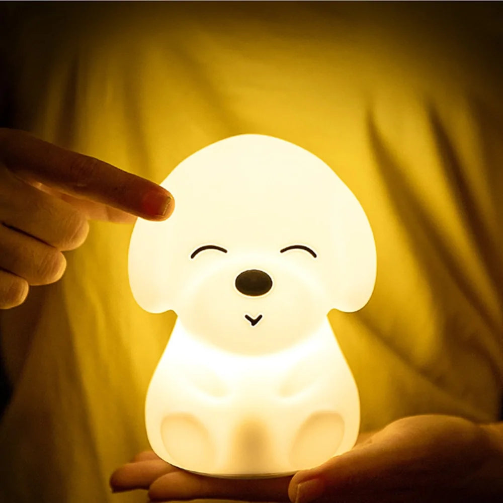 Touch Sensor LED Silicone Puppy Lamp Night