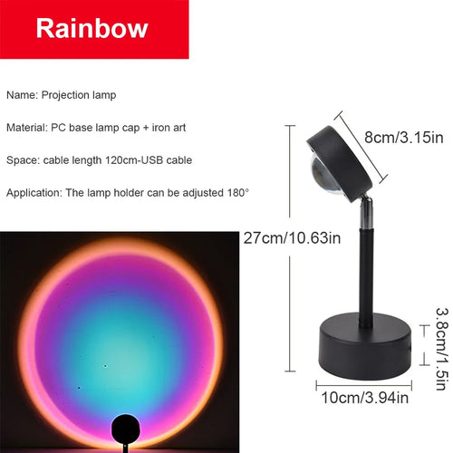 2021 USB Rainbow Sunset Projector LED Night Light