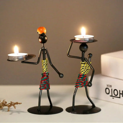 Nordic Metal Abstract Character Candle Holder